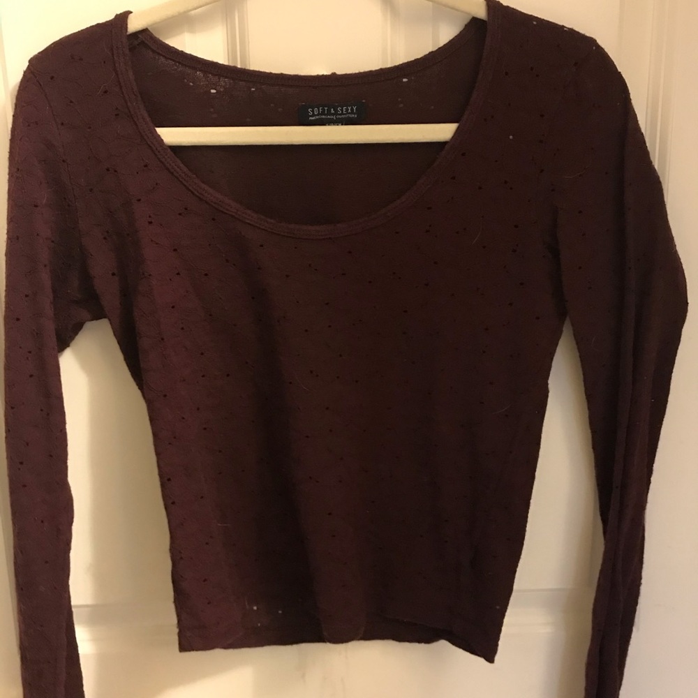 American Eagle Maroon Lace Soft and Sexy Top